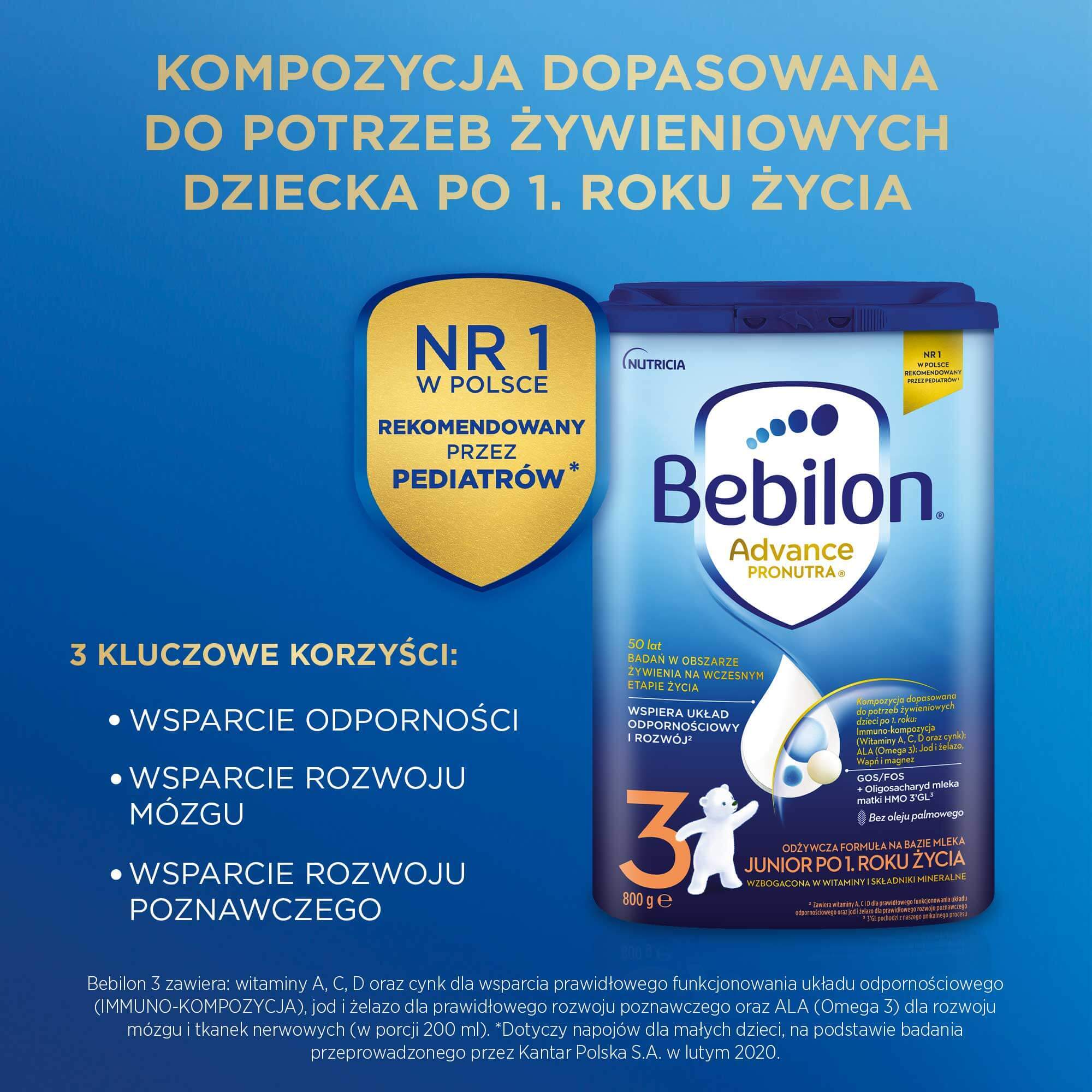 Bebilon Advance Pronutra 3 Junior, formulă nutritivă pe bază de lapte, după 1 an, 800 g