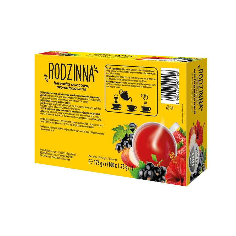 Rodzinna Wielofocowa, ceai de fructe, aromat, 1,75 g x 100 pliculețe