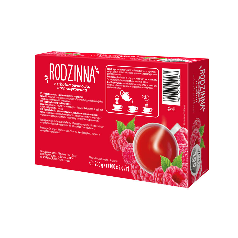 Rodzinna Malinowa, ceai de fructe, aromat, 2 g x 100 pliculețe