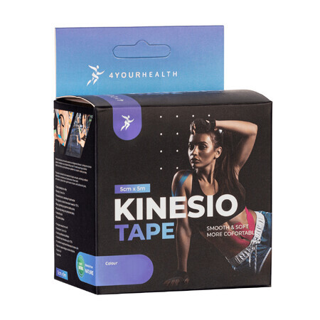 4yourhealth Kinesio Tape, bandă kinesiologică, roz, 5 cm x 5 m