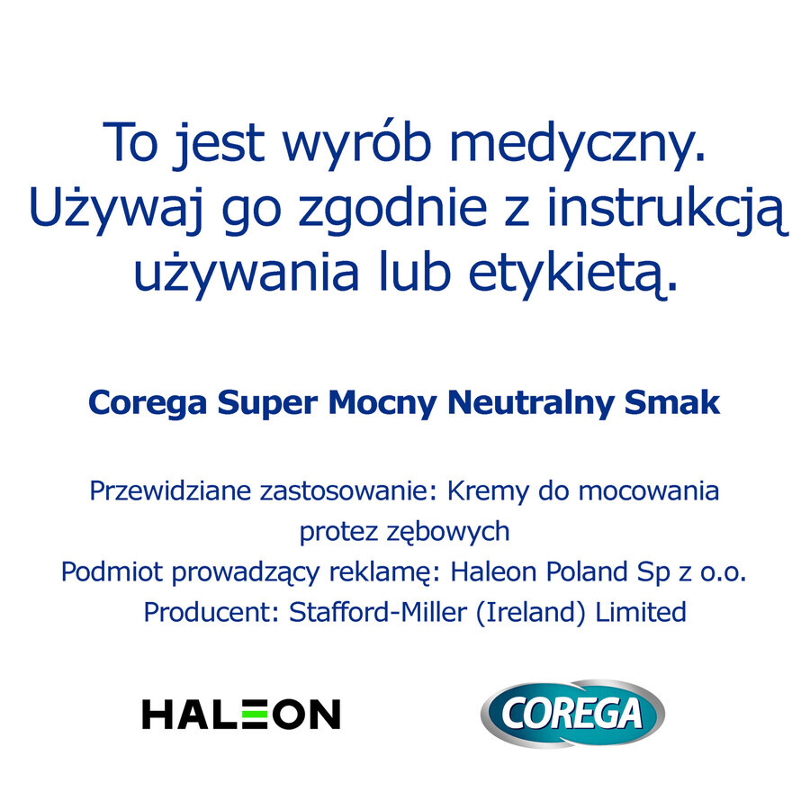 Corega Super Strong, cremă de fixare pentru proteze dentare, neutră, 70 g