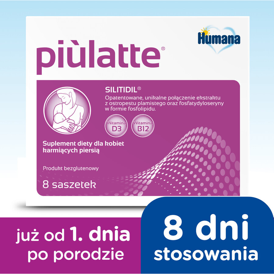 Humana Piulatte, pentru femeile care alăptează, 5 g x 8 pliculețe