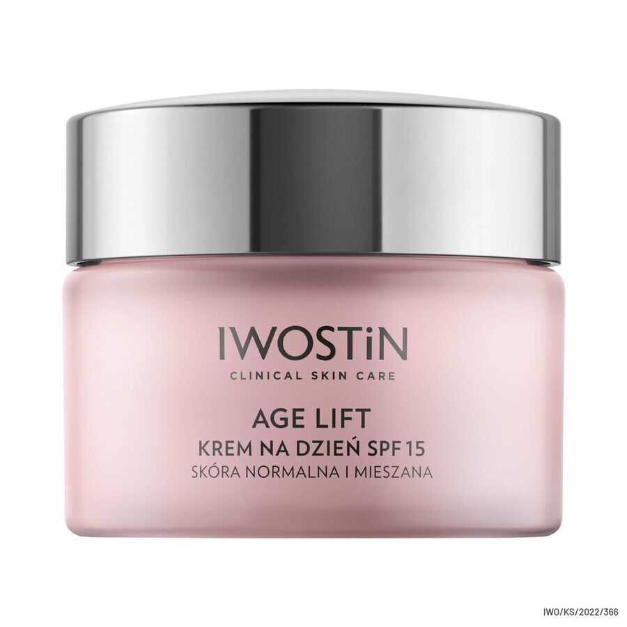 Iwostin Age Lift cremă de zi, ten normal și mixt, SPF 15, 50 ml + Iwostin Age Lift cremă de noapte, ten normal și mixt, 50 ml + geantă cosmetică gratuită