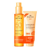 Nuxe Sun, aceite bronceador para rostro y cuerpo, SPF 50, 150 ml + bálsamo para después del sol, 100 ml gratis