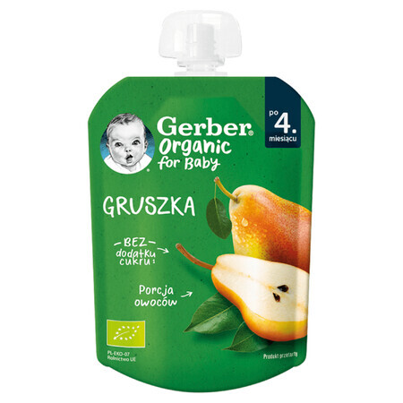 Gerber Desert organic în tub, pară, după 4 luni, 80 g