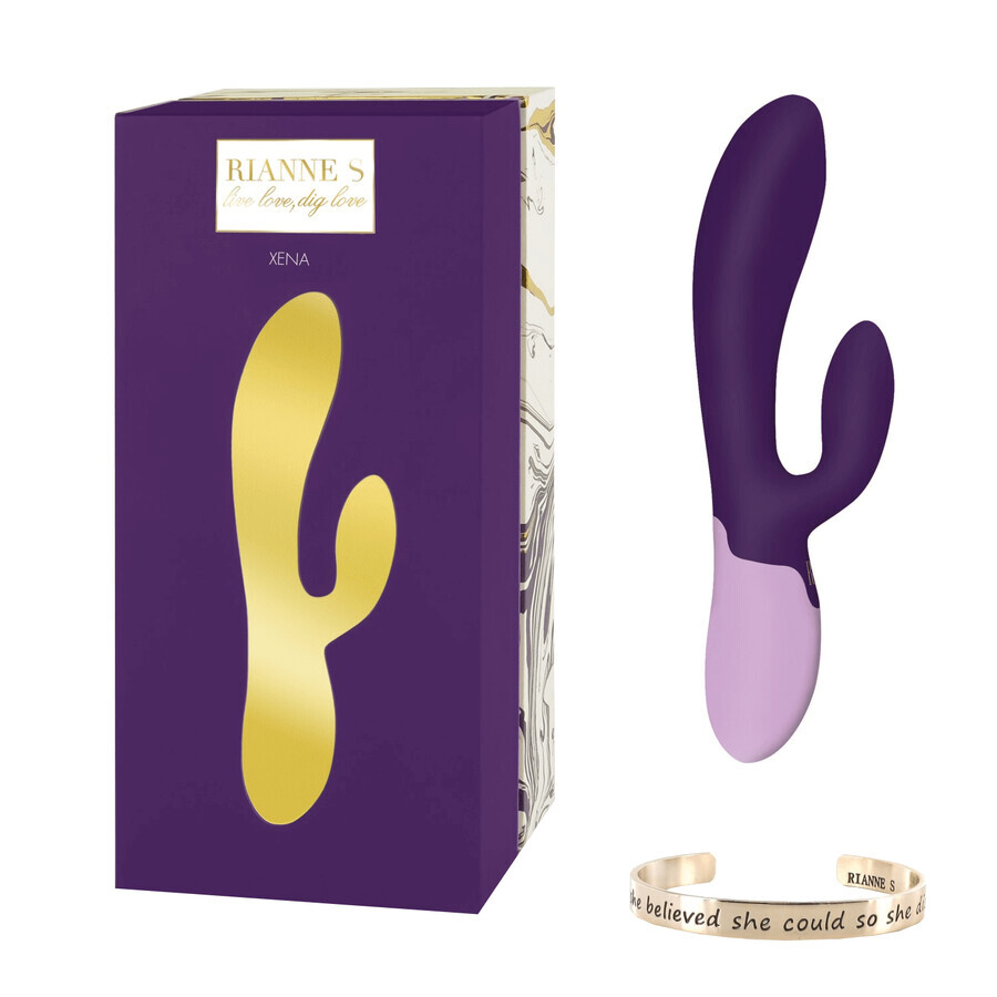 Rianne S Essentials Xena Rabbit Vibrator Deep Purple, vibromasseur lapin chauffant, violet, 1 pièce