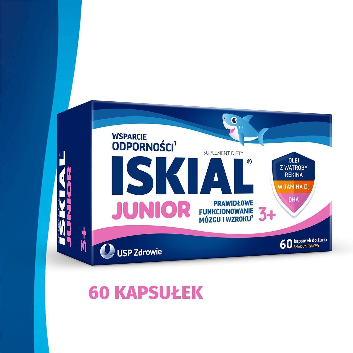 Iskial Junior, peste 3 ani, aromă de lămâie, 60 capsule de mestecat