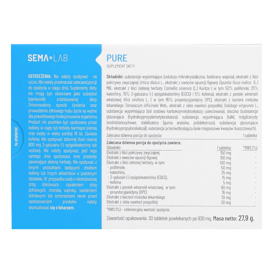 SEMA Lab Pure, 30 comprimate