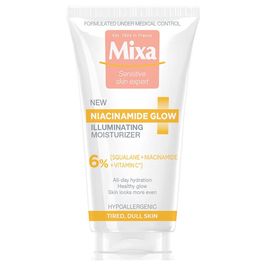 Mixa Niacinamide Glow, aufhellende Feuchtigkeitspflege, fahle und müde Haut, 50 ml