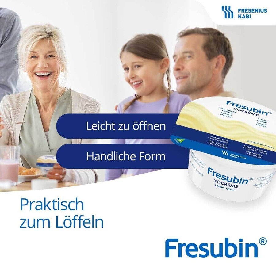 Fresubin YOcrème cu aromă de lămâie, 4 x 125 g, Fresenius Kabi