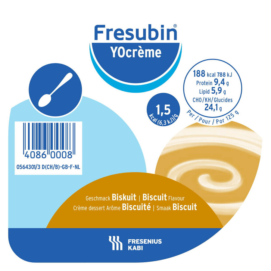 Fresubin YOcrème cu aromă de biscuit, 4 x 125 g, Fresenius Kabi