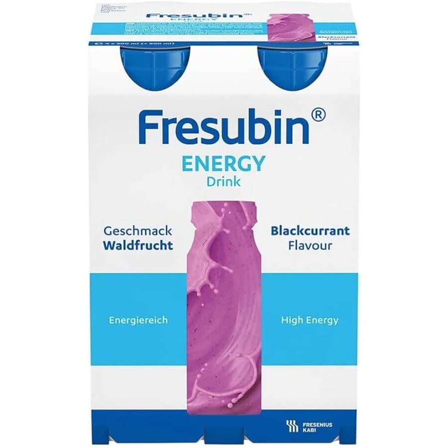 Fresubin băutură energizantă cu aromă coacăze negre, 4 x 200 ml, Fresenius Kabi