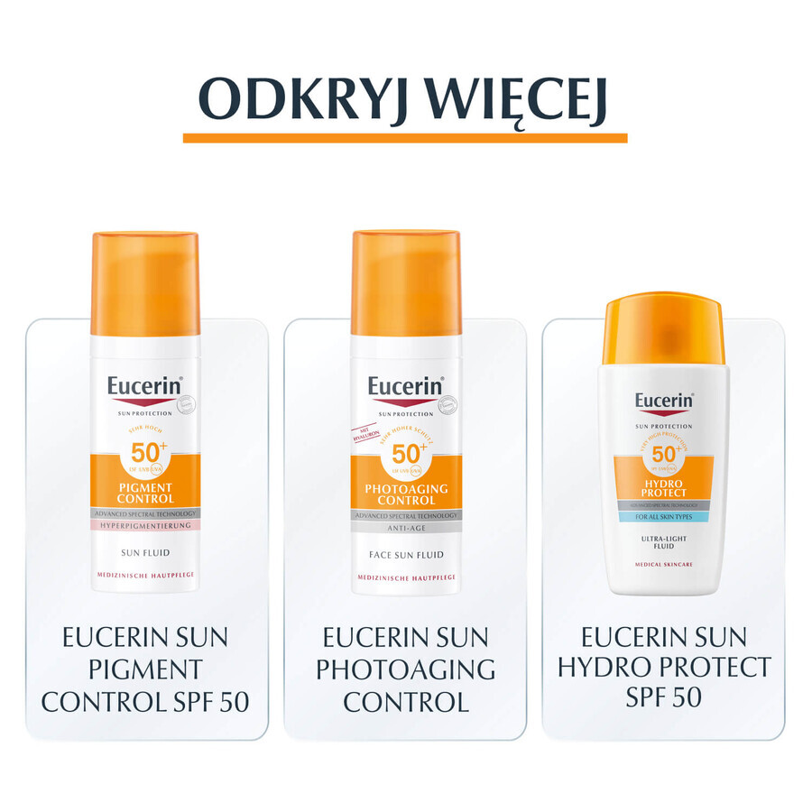 Eucerin Sun Oil Control, gel-cremă de protecție ultra-ușoară pentru pielea cu imperfecțiuni, SPF 50+, 50 ml