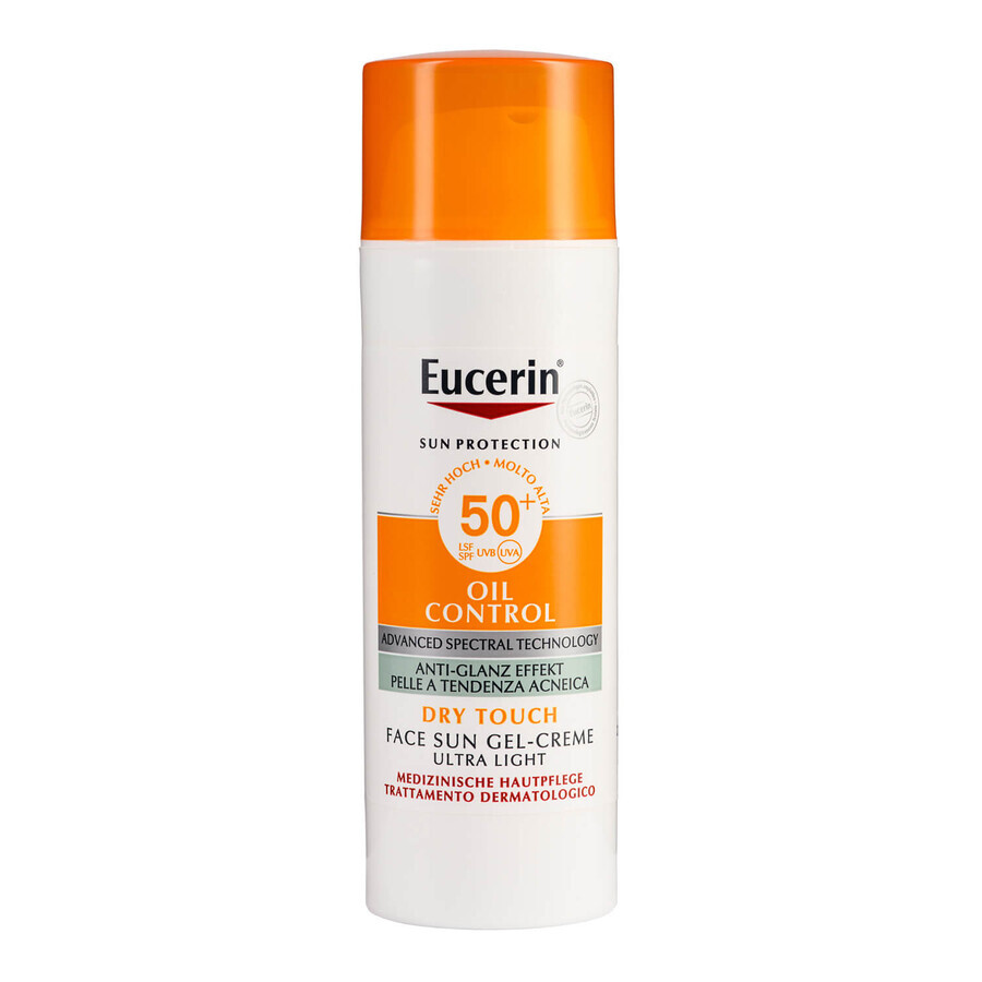 Eucerin Sun Oil Control, gel-cremă de protecție ultra-ușoară pentru pielea cu imperfecțiuni, SPF 50+, 50 ml