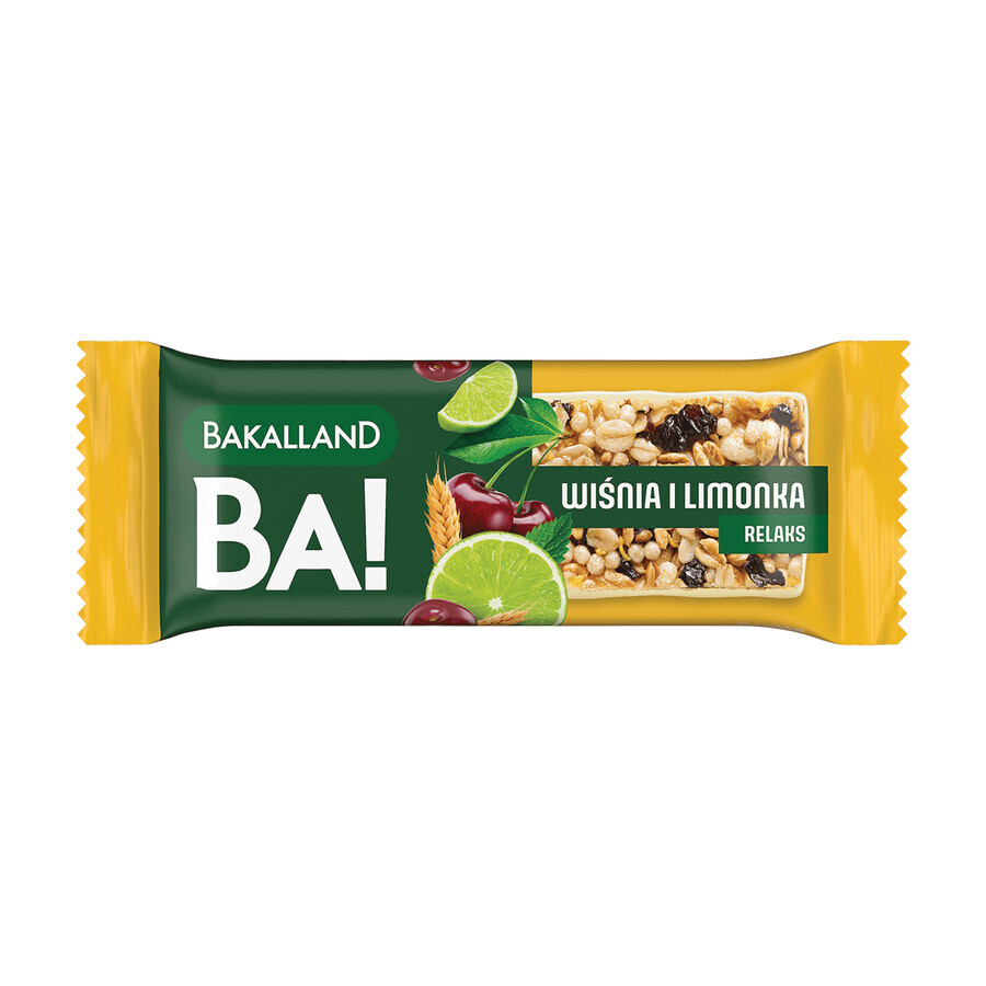 Bakalland BA! Batoane de cereale, cireșe și lime, relaxare, 38 g