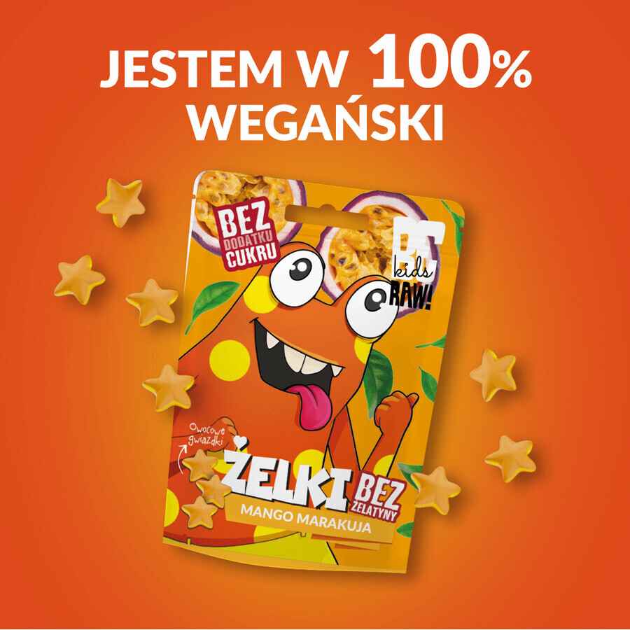 BeRAW! Kids, jeleuri, mango, fructul pasiunii, fără zahăr adăugat, 35 g