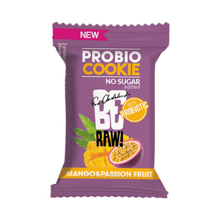 BeRAW! Probio, prăjitură probiotică, mango și fructul pasiunii, 18 g