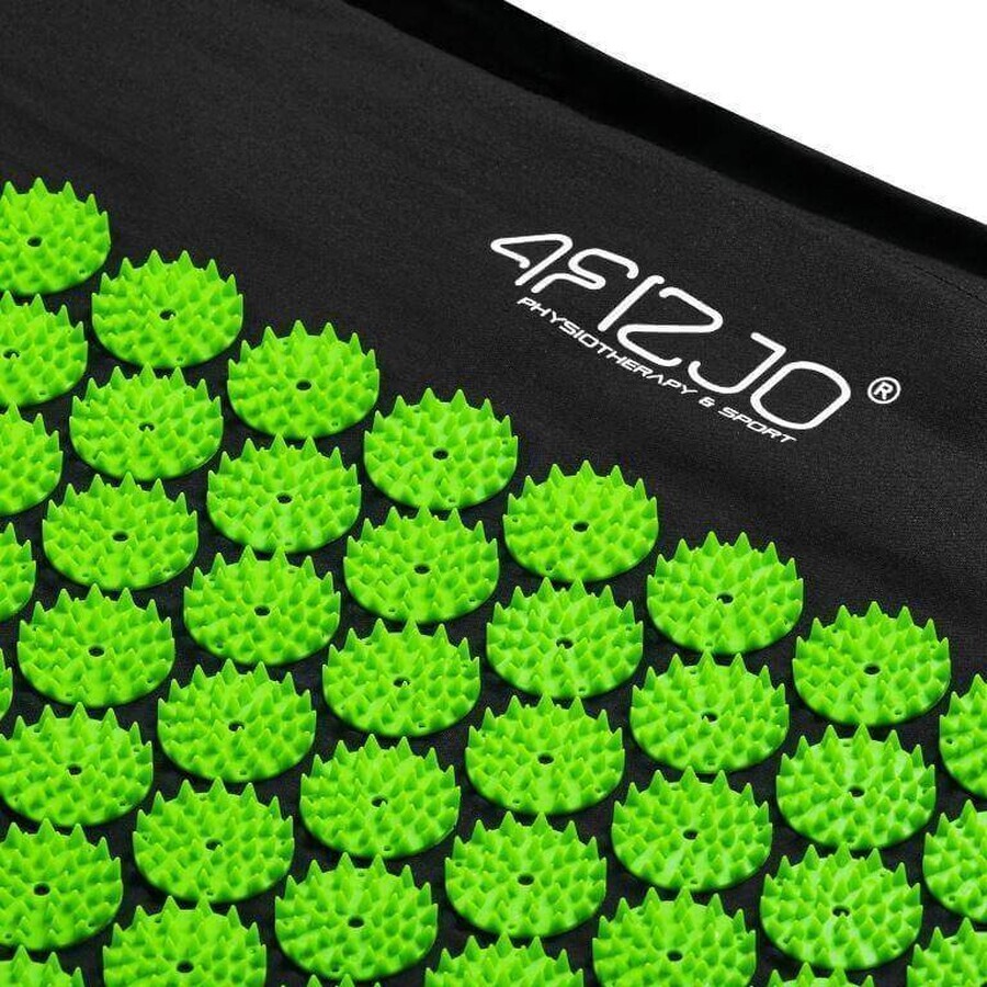 4Fizjo Acupressure Mat, covor de acupunctură cu pernă, 68 cm x 42 cm, negru și verde