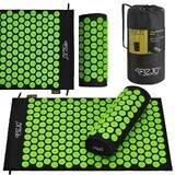 4Fizjo Acupressure Mat, covor de acupunctură cu pernă, 68 cm x 42 cm, negru și verde