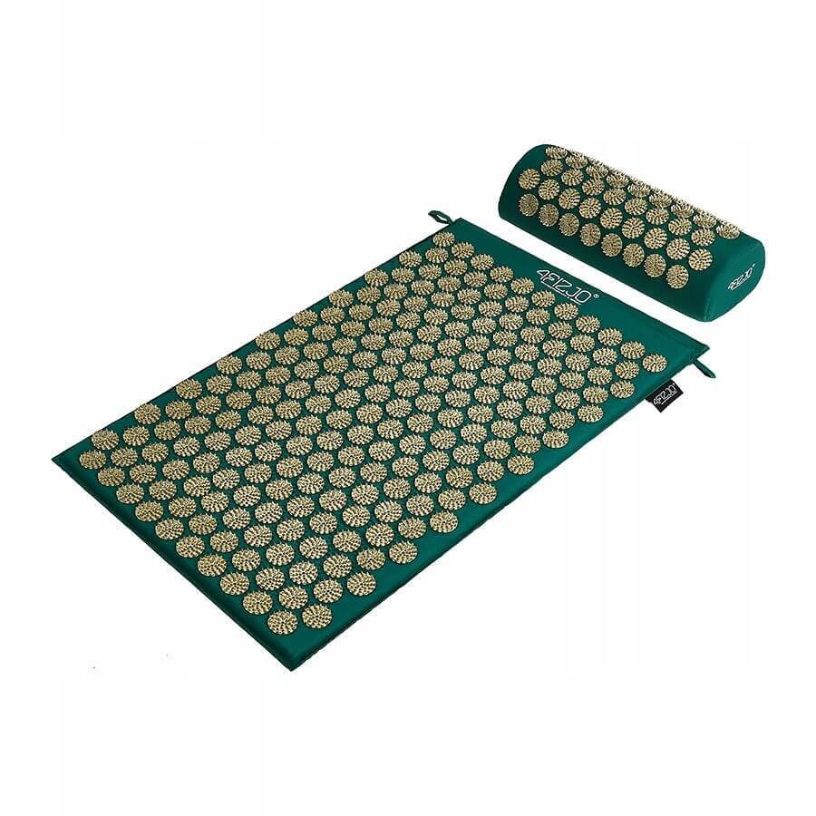 4Fizjo Acupressure Mat, covor de acupunctură cu pernă, 68 cm x 42 cm, verde-auriu