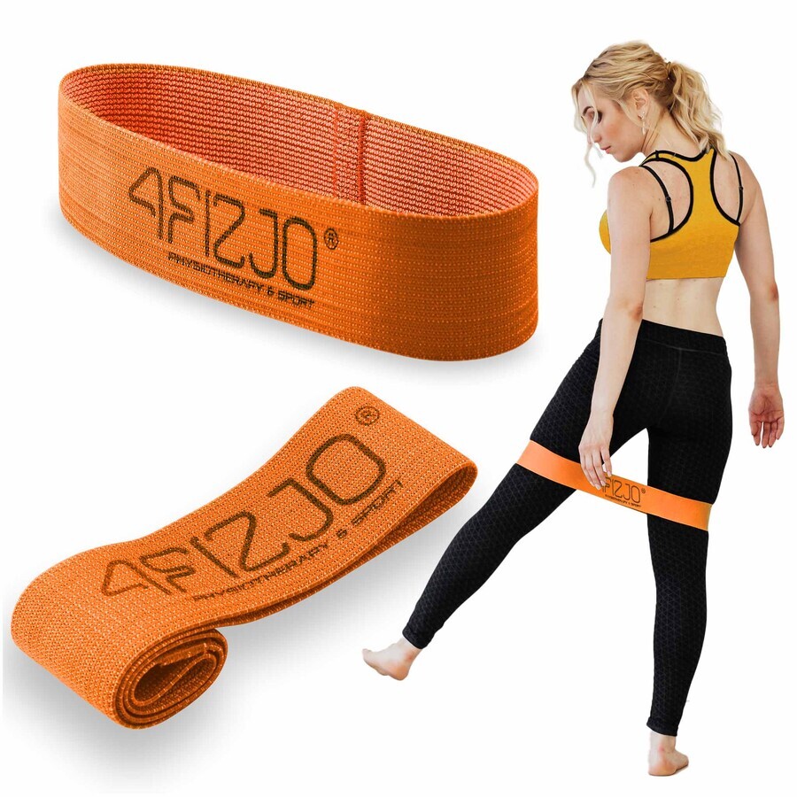 4Fizjo Flex Band, bandă de exerciții, țesătură, portocaliu, rezistență standard, 1-5 kg