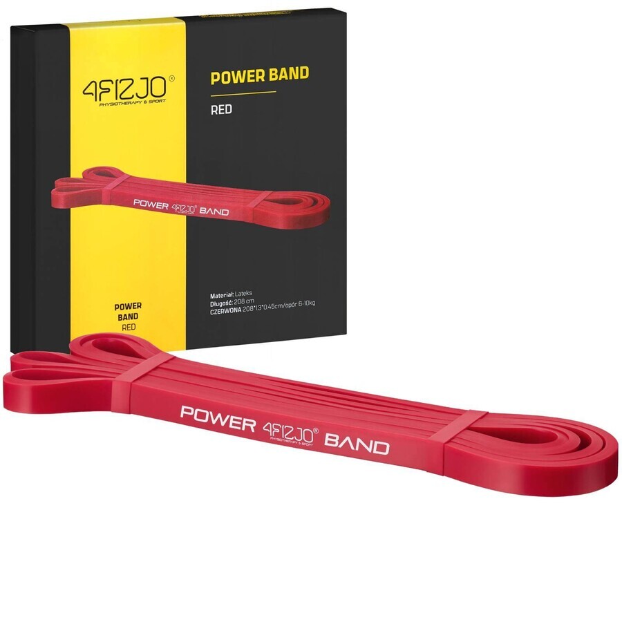 4Fizjo Power Band, bandă de rezistență pentru exerciții, roșu, 6-10 kg