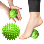 4Fizjo Spike Ball, minge de masaj cu țepi, verde, 9 cm