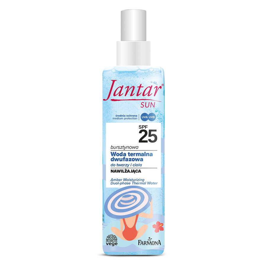 Farmona Jantar Sun, agua termal bifásica de ámbar, para cara y cuerpo, hidratante, 200 ml