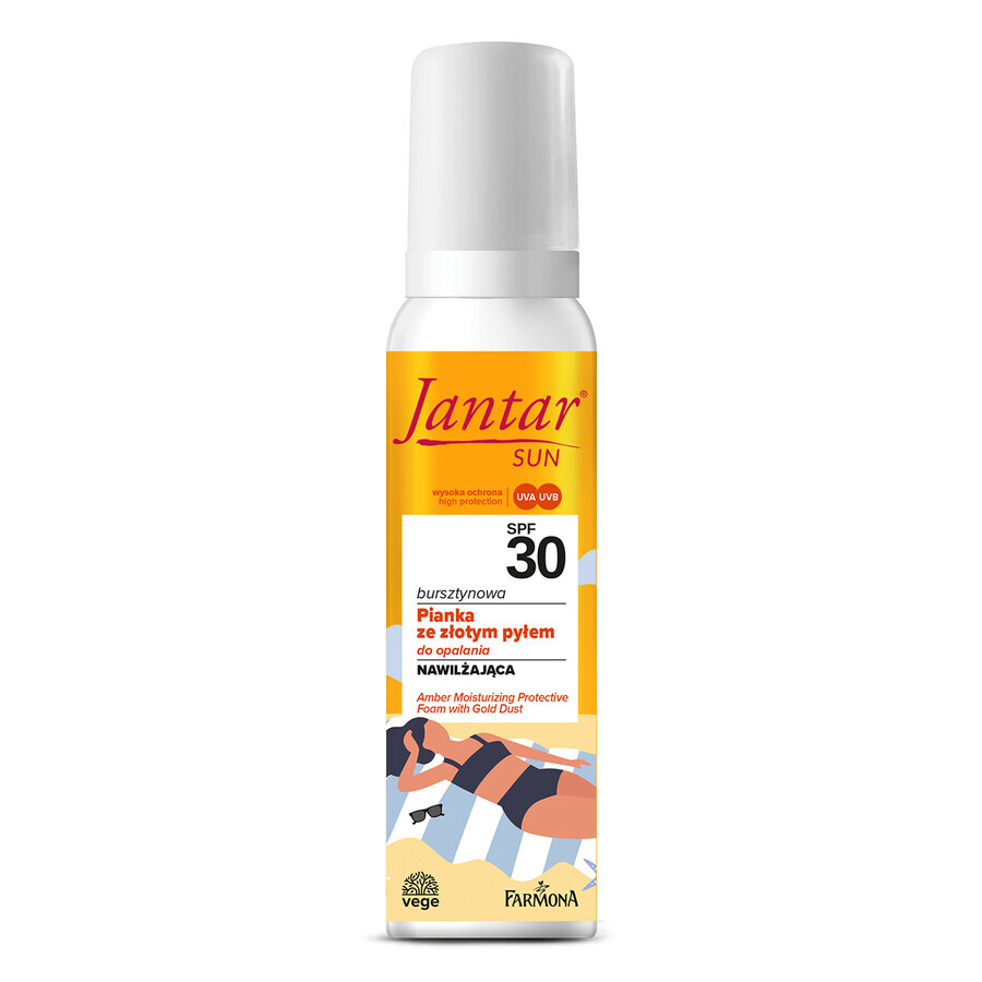 Farmona Jantar Sun, spumă solară ambrată cu praf de aur, hidratantă, SPF 30, 150 ml