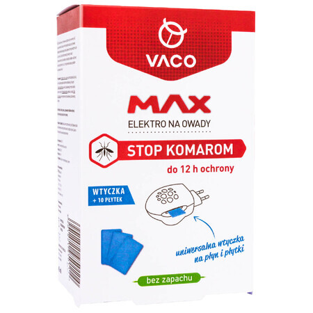 Vaco Max Elektro para insectos, enchufe + placas antimosquitos, 10 piezas