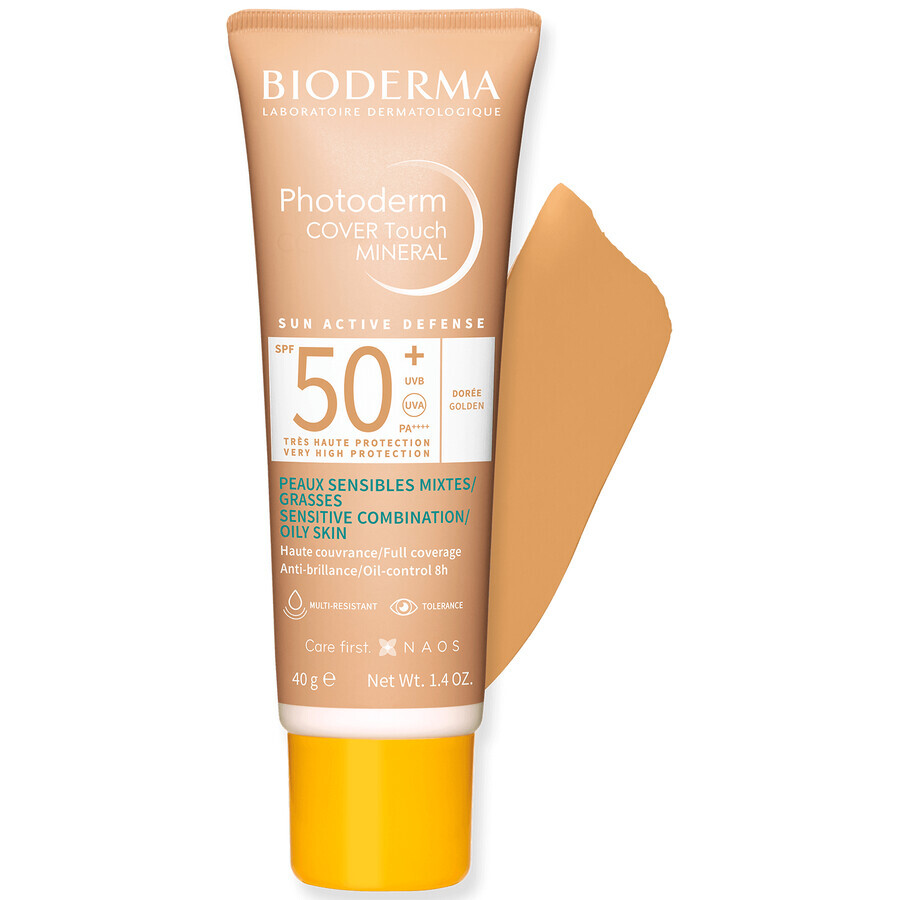 Bioderma Photoderm Cover Touch Mineral, fluid mineral opac, închis la culoare, SPF 50+, 40 g