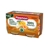 Plasmon Dessert, mango, abrikoos, banaan, na 6 maanden, 2 x 104 g