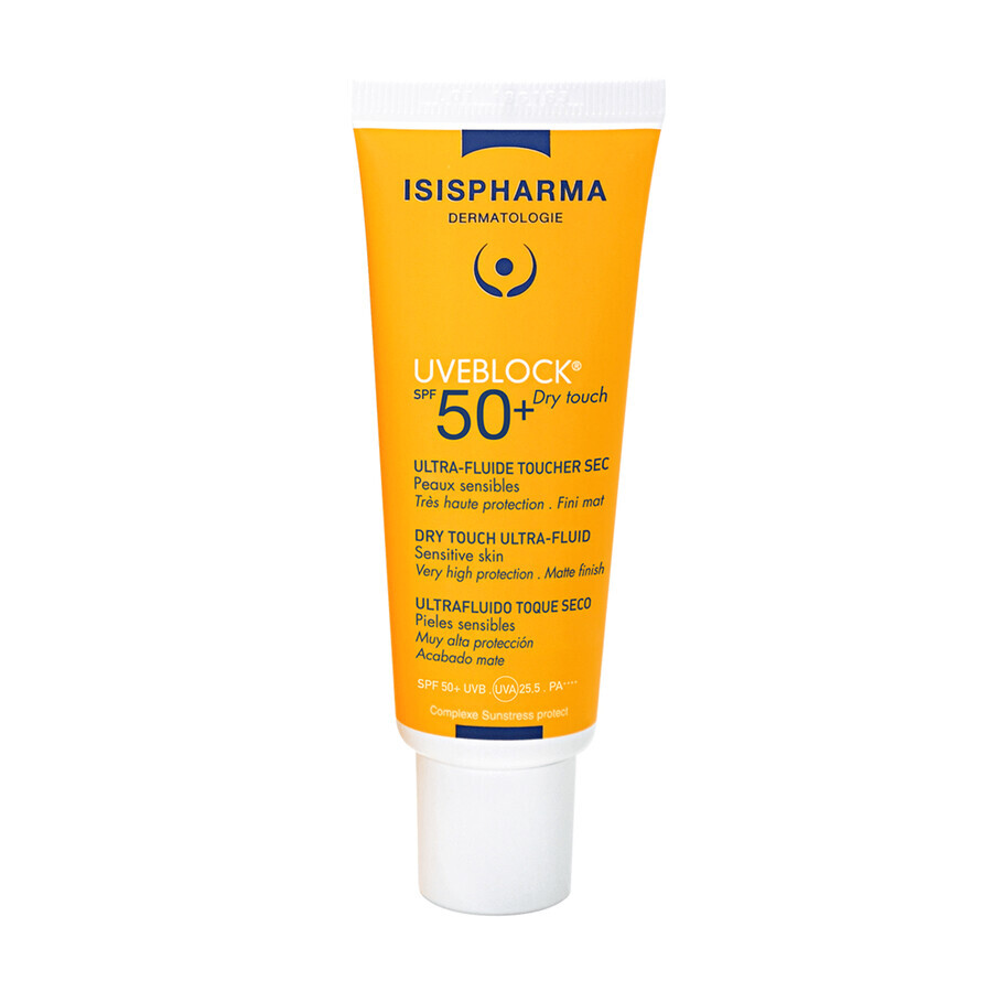 IsisPharma Uveblock Dry Touch, fluide tonique protecteur, léger, SPF 50+, 40 ml