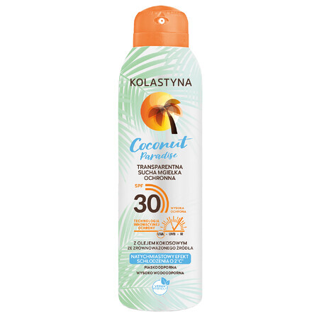 Kolastyna Coconut Paradise, nebbia trasparente per il corpo, SPF 30, 150 ml