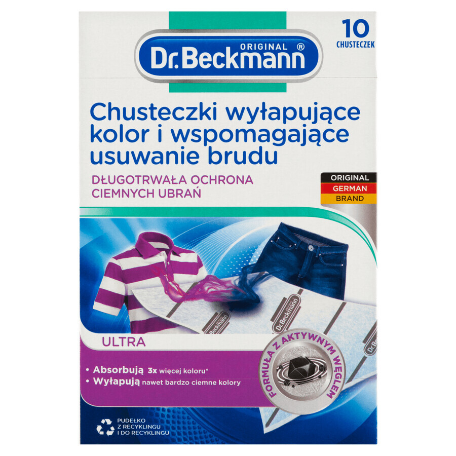 Dr. Beckmann Color Fixing and Stain Removal Wipes for Dark Fabrics, Ultra, 10 Count