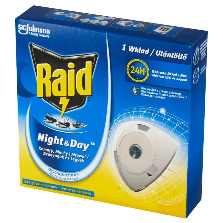 Raid Night &amp; Day Mosquitoes, flies and ants, insect repellent refill, 1 pc