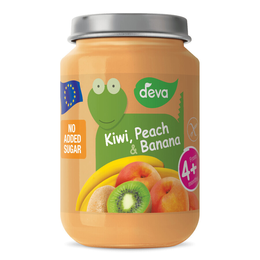 Deva Dessert, kiwi en perzik met banaan, na 4 maanden, 200 g