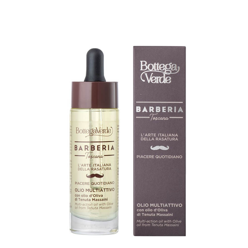 Ulei multifunctional pentru ten si barba cu ulei de masline de la Palatul Massaini Barberia Toscana, 30 ml, Bottega Verde