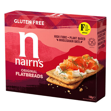 Rebanadas de pan de avena integral crujiente sin gluten, 150 g, Nairns