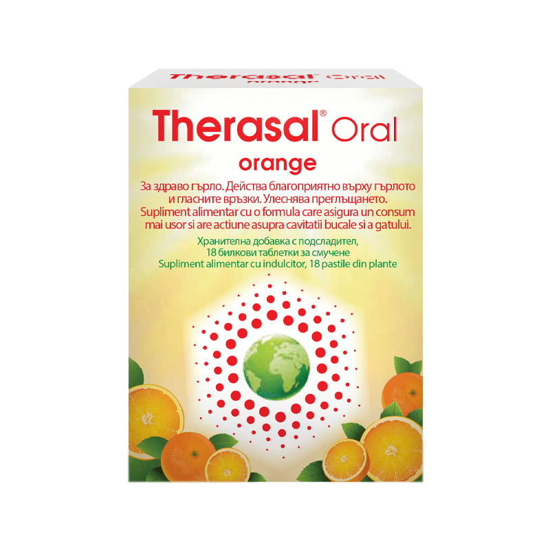 Pastile pentru supt din plante cu aroma de portocale Therasal Oral Orange, 18 pastile, Vedra