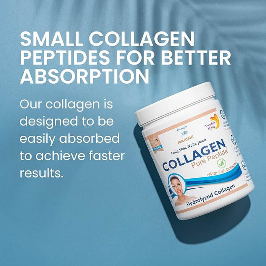 Pulbere de colagen hidrolizat tip 1 si 3 Marine Fish 10.000 mg, 300 g, Swedish Nutra