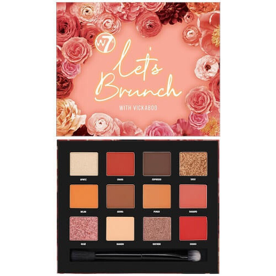 Paleta farduri de ochi, W7, Let`s Brunch, With Vickaboo Pressed Pigment, 12 nuante