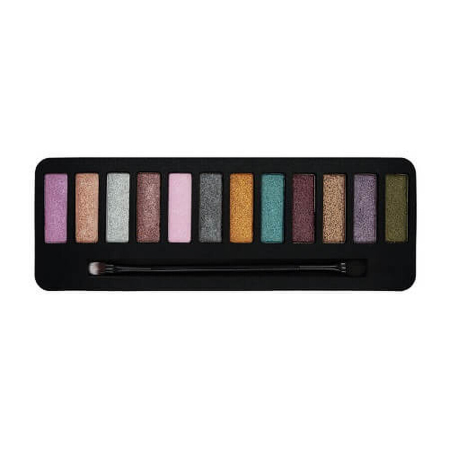 Paleta farduri de ochi metalice, W7, Metal Pop, Soft Mettalic Shimmers, 12 nuante