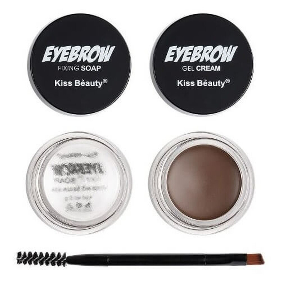 Eyebrow Kit, Kiss Beauty, Eyebrow Gel, Setting Soap, Application Brush, 02