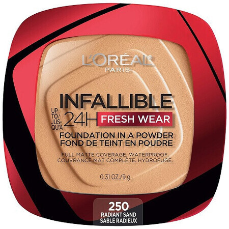 Pudra de fata, Loreal, Infallible 24H Fresh Wear, Foundation In A Powder, 250 Radiant Sand, 9 g