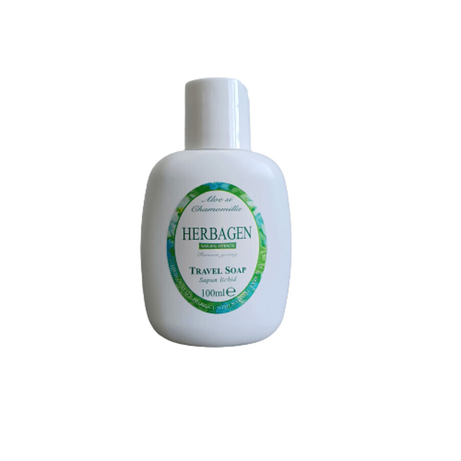 Sapun lichid cu aloe si musetel travel size, 100 ml, Herbagen