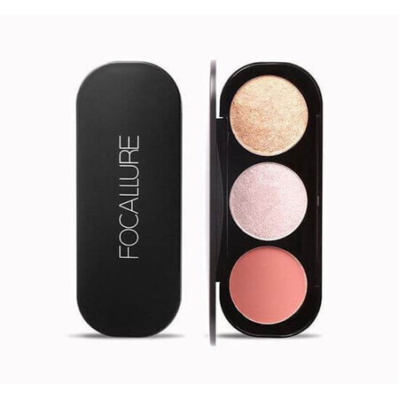 Paleta pudre iluminatoare si bronzer, Focallure Blush & Highlighter 03