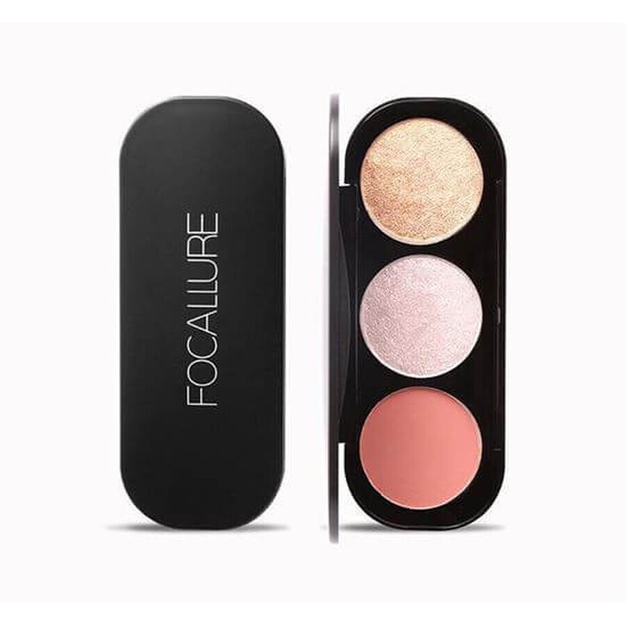 Paleta pudre iluminatoare si bronzer, Focallure Blush & Highlighter 03