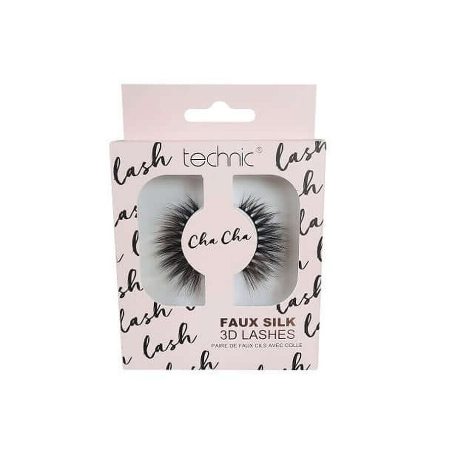 Gene false, Technic, Faux Silk 3D Lashes, Cha Cha, Adeziv inclus