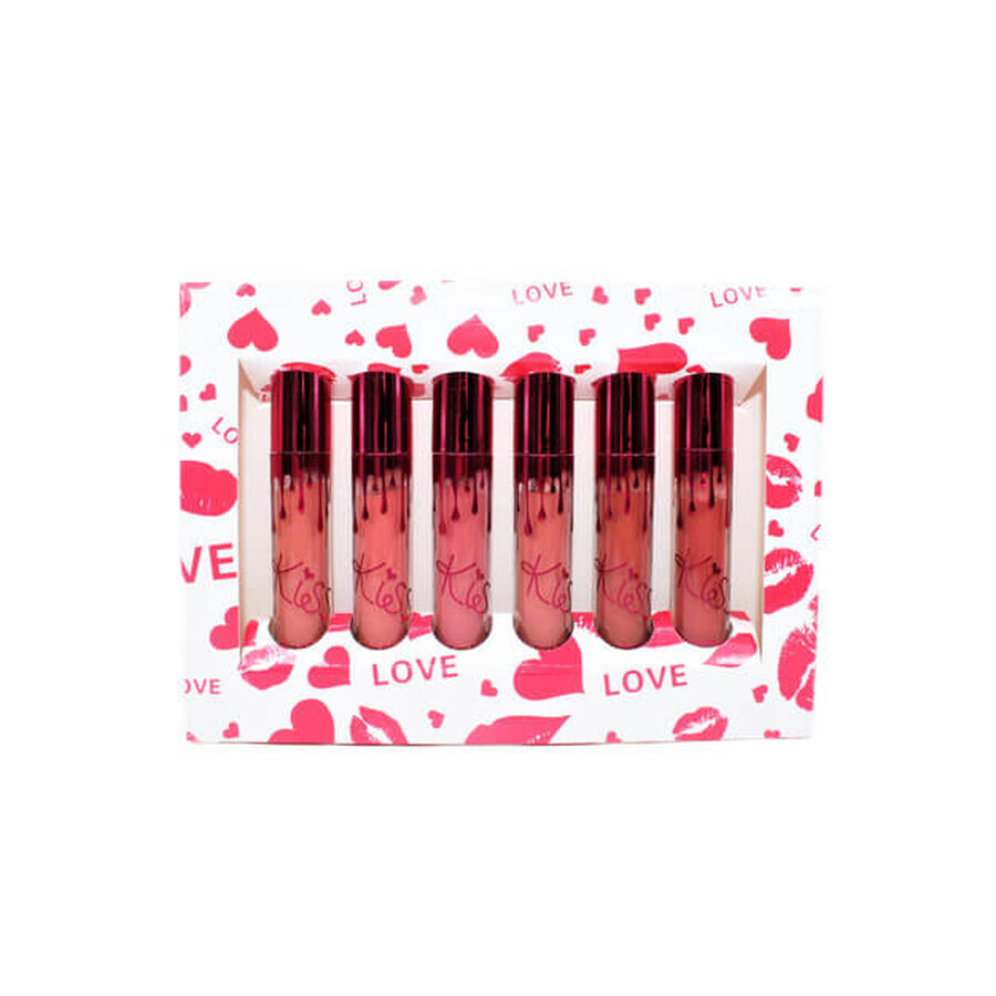 Set 6 rujuri de buze, Kiss Beauty, Matte Liquid Lipstick, B